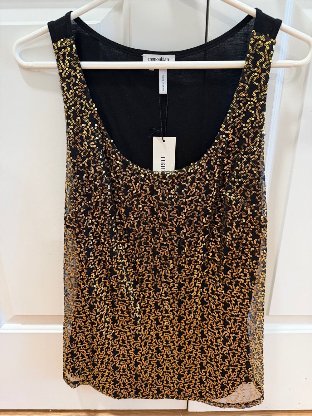 Black and Gold Sequin Tank Top